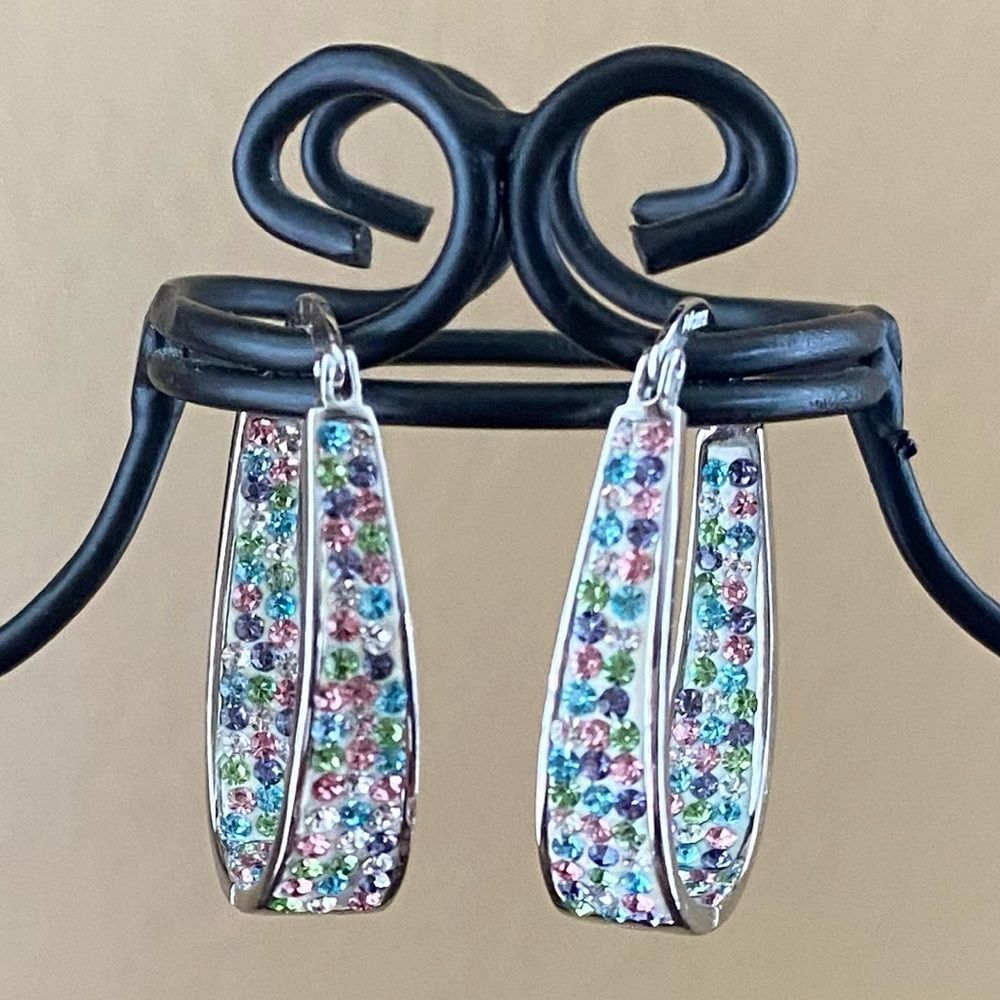 Brighton Multicolor Crystal Hoop Drop Earrings